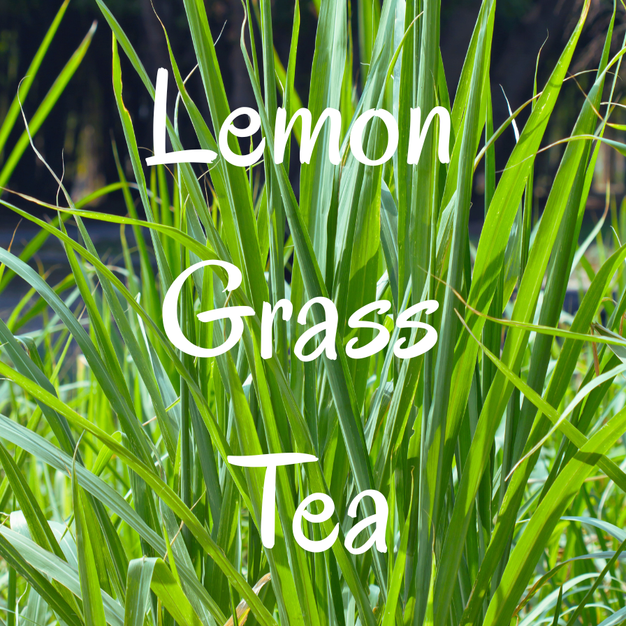 Lemon grass with text overlay 'Lemon Grass Tea' Organic Azielco